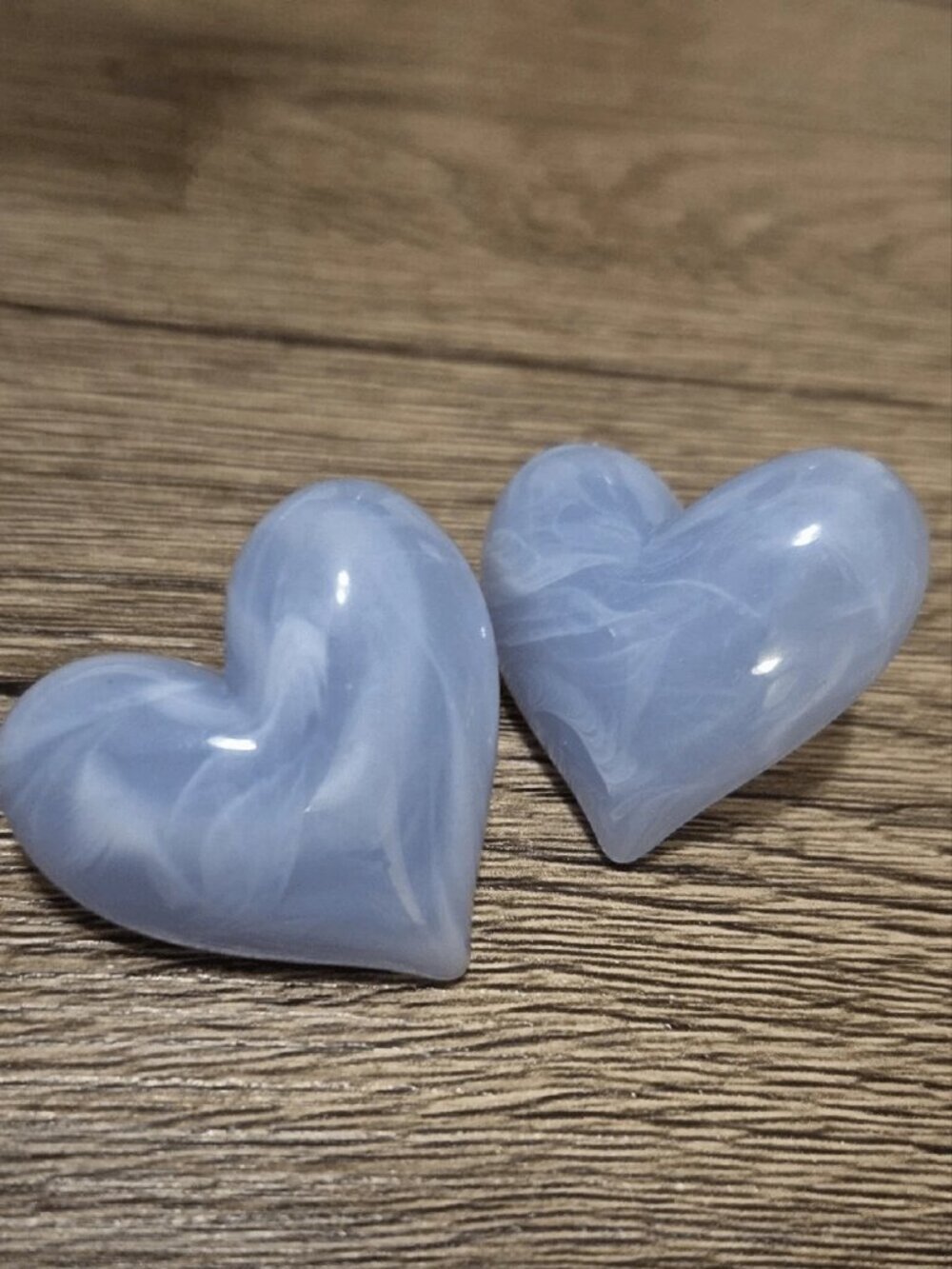 Oversized Chunky Swirled Light Blue Heart Stud Earrings